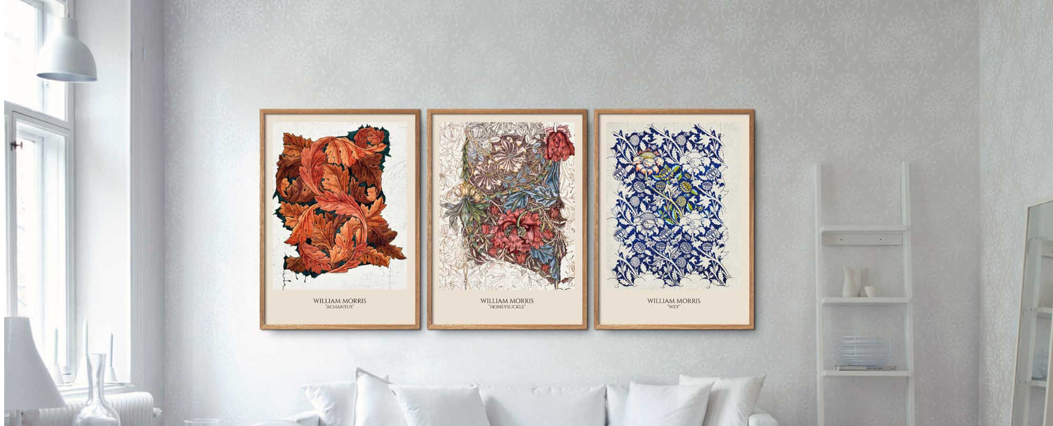 William Morris plakater på stuevæg