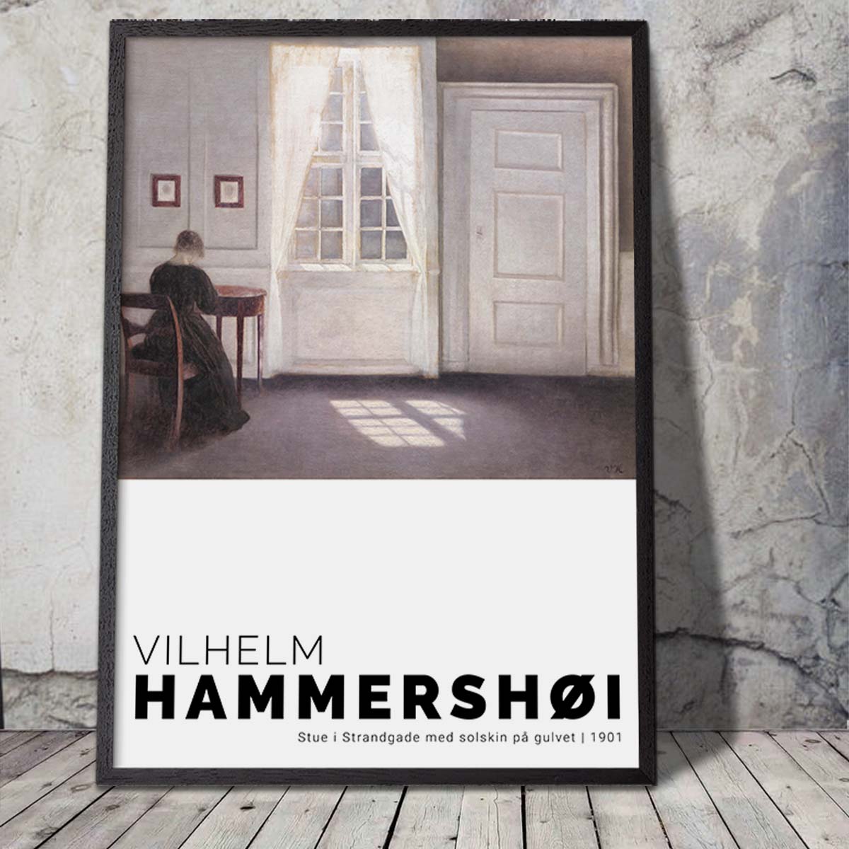 Art poster. Vilhelm Hammershøi "Strandgade sunbeams on floor"