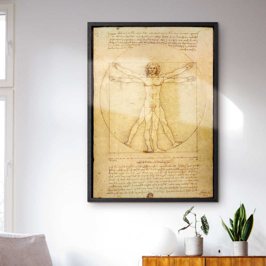 Art poster featuring Leonardo da Vinci "Vitruvian Man"