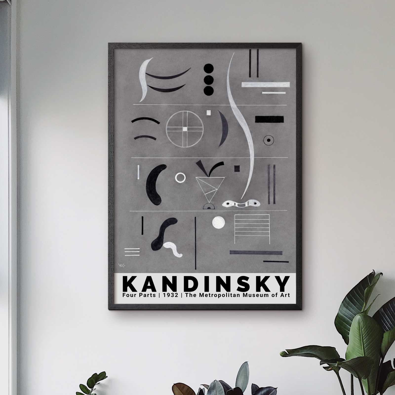 Art poster with "Four Parts" by Wassily Kandinsky
