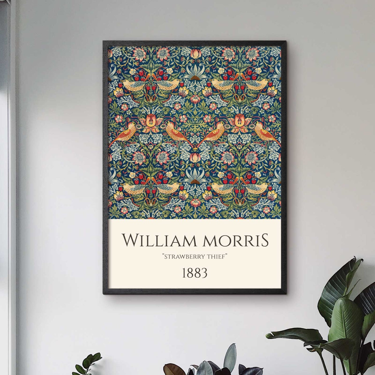 Art poster featuring William Morris work "Strawberry Thief"