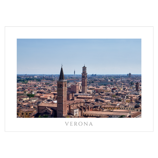 Byplakat fra Italien med kig ud over Veronas tage og tårne