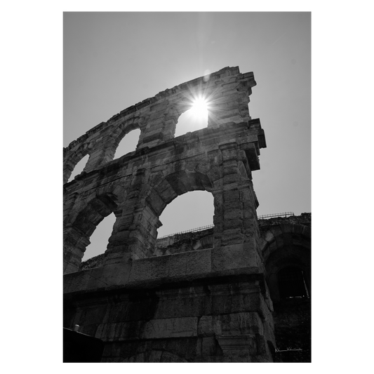 Italien fotokunst plakat i sort-hvid med Verona Arena