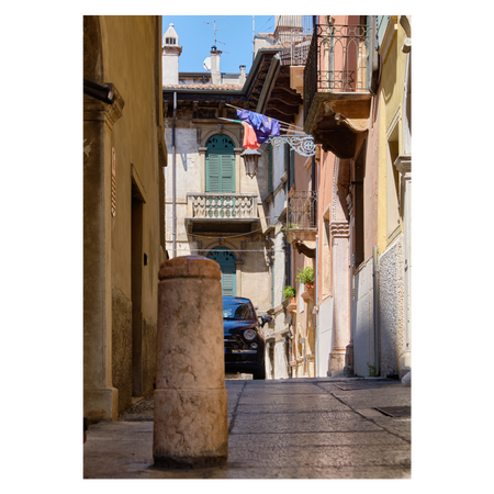 Italiensk byplakat med fiat 500 i Verona