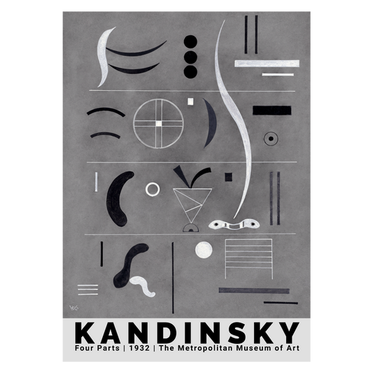 Kunstplakat med "Four Parts" af Wassily Kandinsky