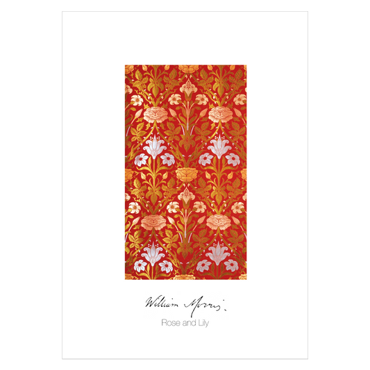 Kunstplakat med William Morris' "Rose and Lily"