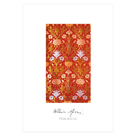 Kunstplakat med William Morris' "Rose and Lily"