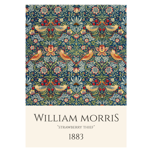 Kunstplakat med William Morris værk "Strawberry Thief"