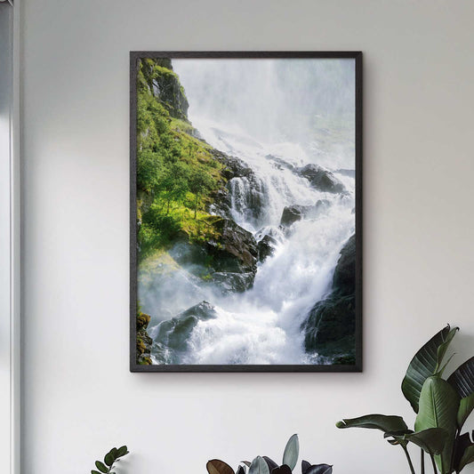 Norway nature poster with Låtefossen waterfall