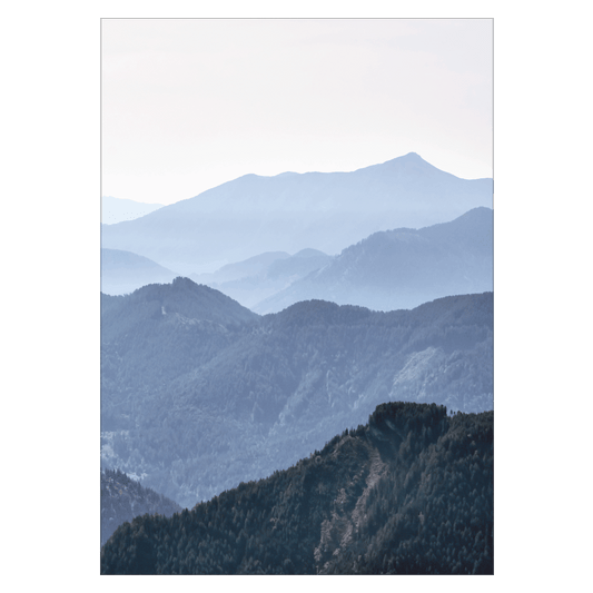 Alpint landskap i morgondimman, affisch