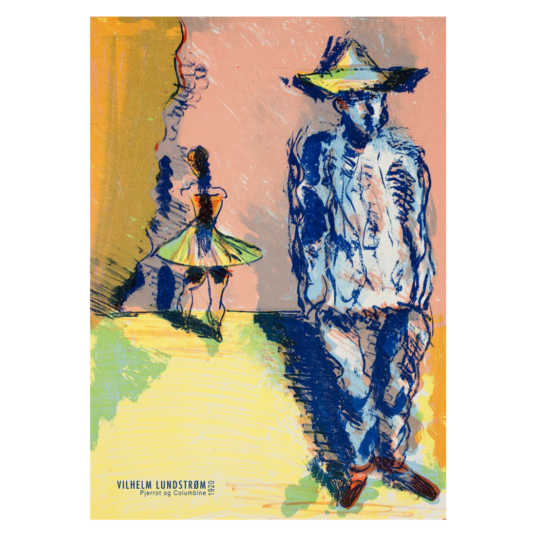 Artposter featuring "Pierrot and Columbine" by danish artist Vilhelm Lundstrøm