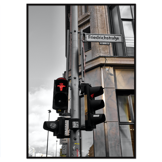 Berlin plakat med trafiksignal og gadeskilt på Friedrichstrasse