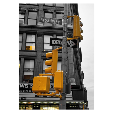 Byplakat med trafiklys på Broadway