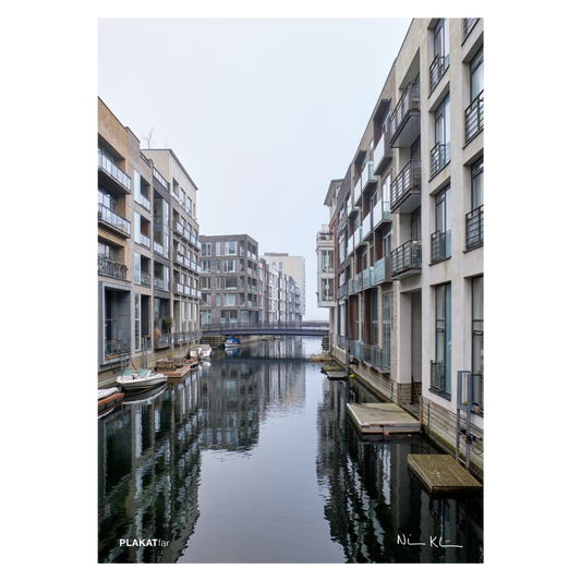 byplakat fra København med kanalerne ved Sluseholmen