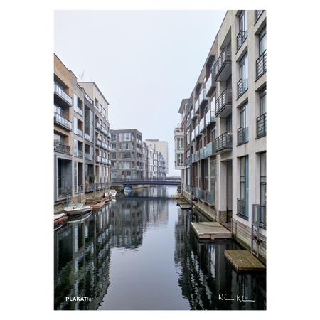 byplakat fra København med kanalerne ved Sluseholmen