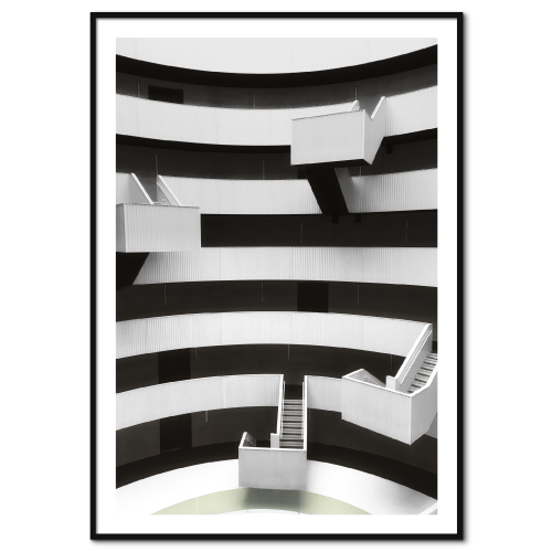danmark plakat i sort-hvid med trapperummet i gemini residence