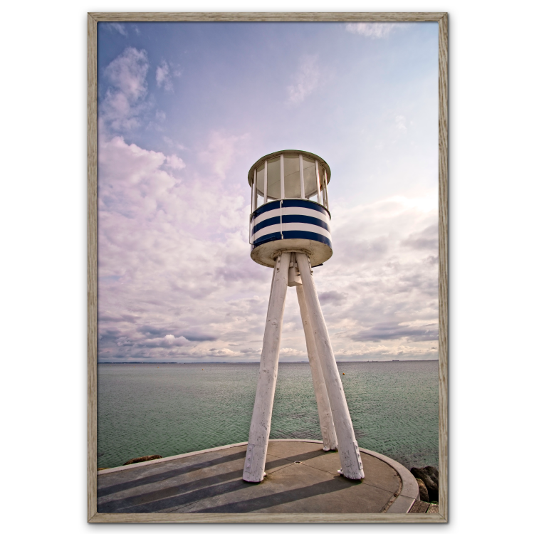 danmark plakat i farver med arne jacobsens livreddertårn på bellevue strand