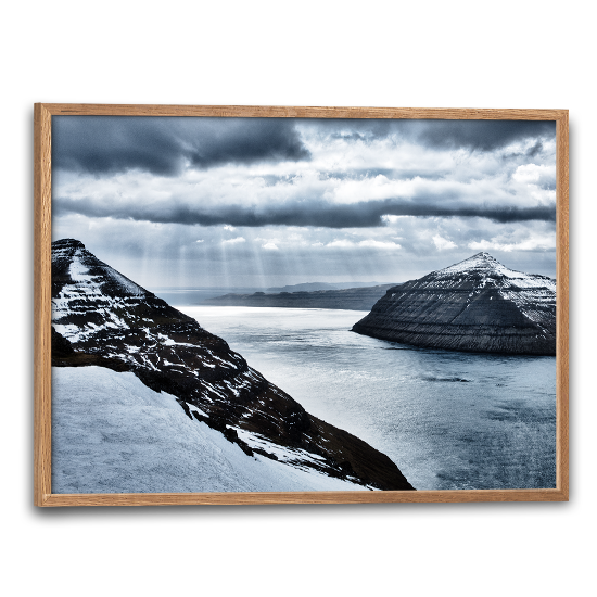 frø plakat med fjelde og fjorde omkring Klaksvik set fra Klakkur