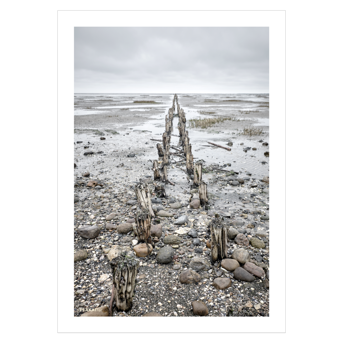 Fotokunst Danmarksplakat med lavvande ved Vadehavet