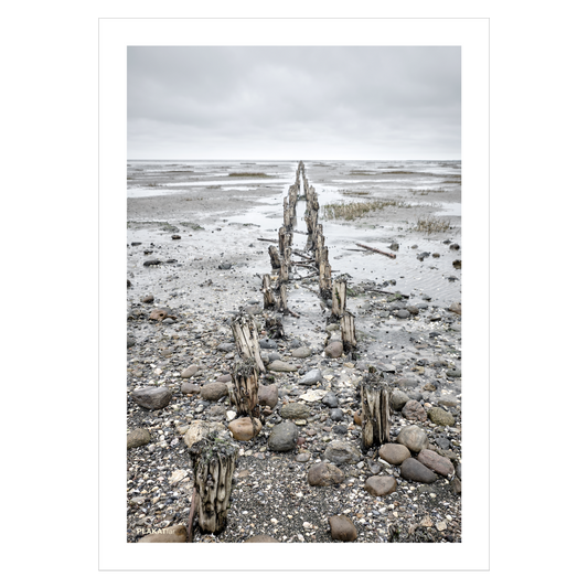 Fotokunst Danmarksplakat med lavvande ved Vadehavet