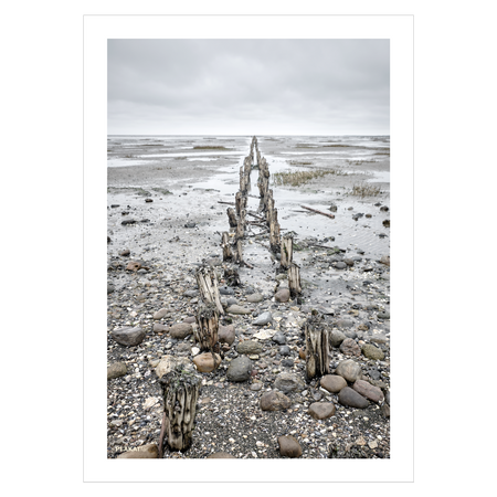 Fotokunst Danmarksplakat med lavvande ved Vadehavet