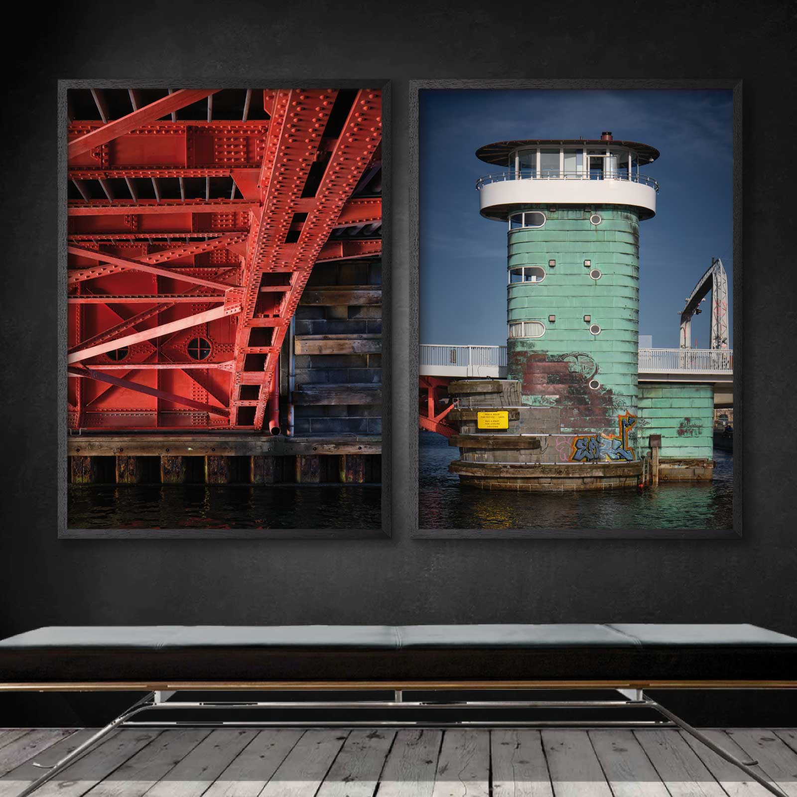 Billedvæg med to motiver fra Knippelsbro i København