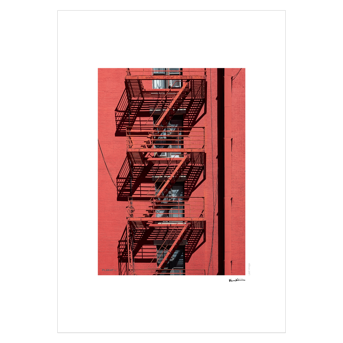 New York fotokunst plakat med udvendig brandtrappe i East Village