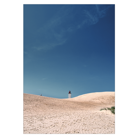 fotokunst plakat med fyret ved rubjerg knude i sandet