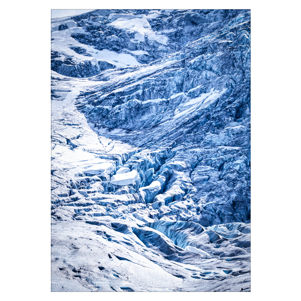blå fotokunst plakat med isen på gletscheren folgefonna