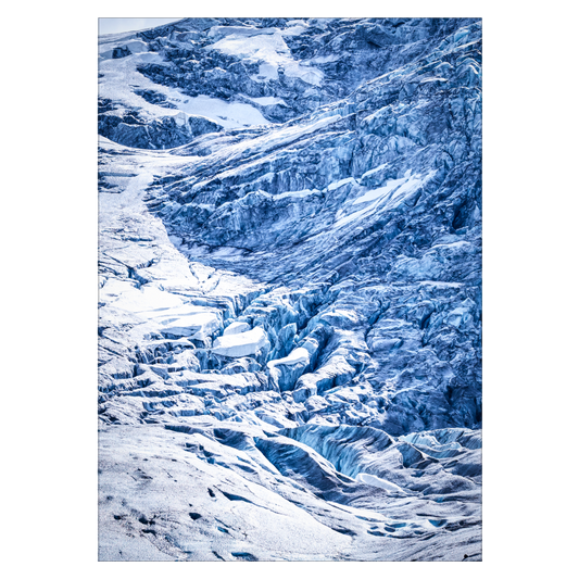 blå fotokunst plakat med isen på gletscheren folgefonna