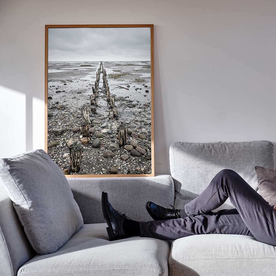 fotokunst plakat med pæle i vadehavet