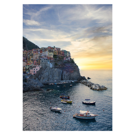 Italien plakat med byen Manarola i Cinque Terre