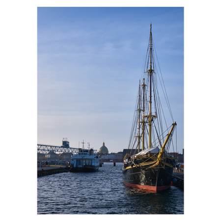 København plakat med skoleskibet Georg Stage ved kaj