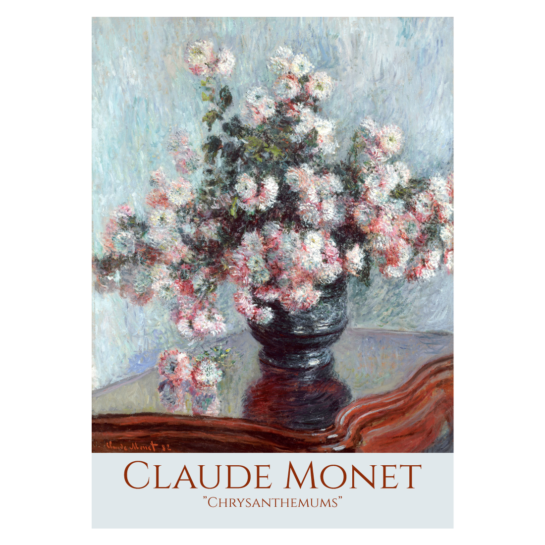 Kunstplakat med Claude Monets maleri "Chrysanthemum"