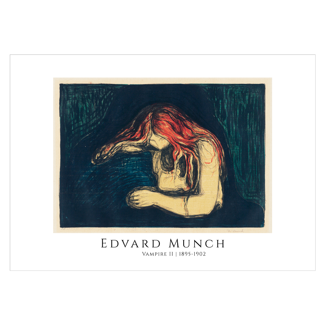 Kunstplakat med "Vampire II" af Edvavard Munch