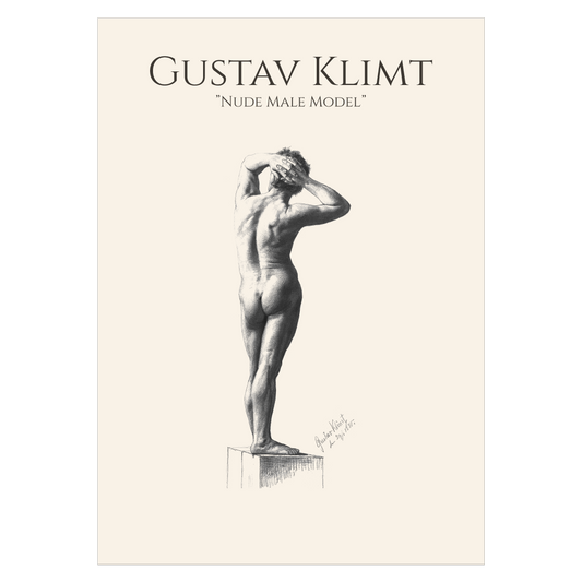 Kunstplakat med Gustav Klimts skitse "Nude Male Model"