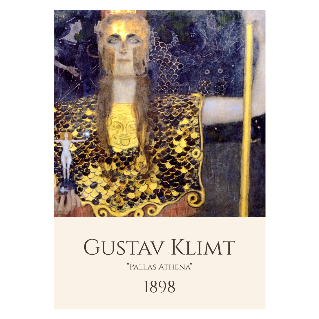Kunstplakat med Gustav Klimt maleriet "Pallas Athena"