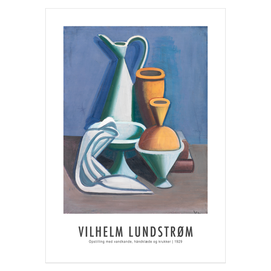 Kunstplakat med Vilhelm Lundstrøms "Opstilling med Vandkande Håndklæder og Krukker"