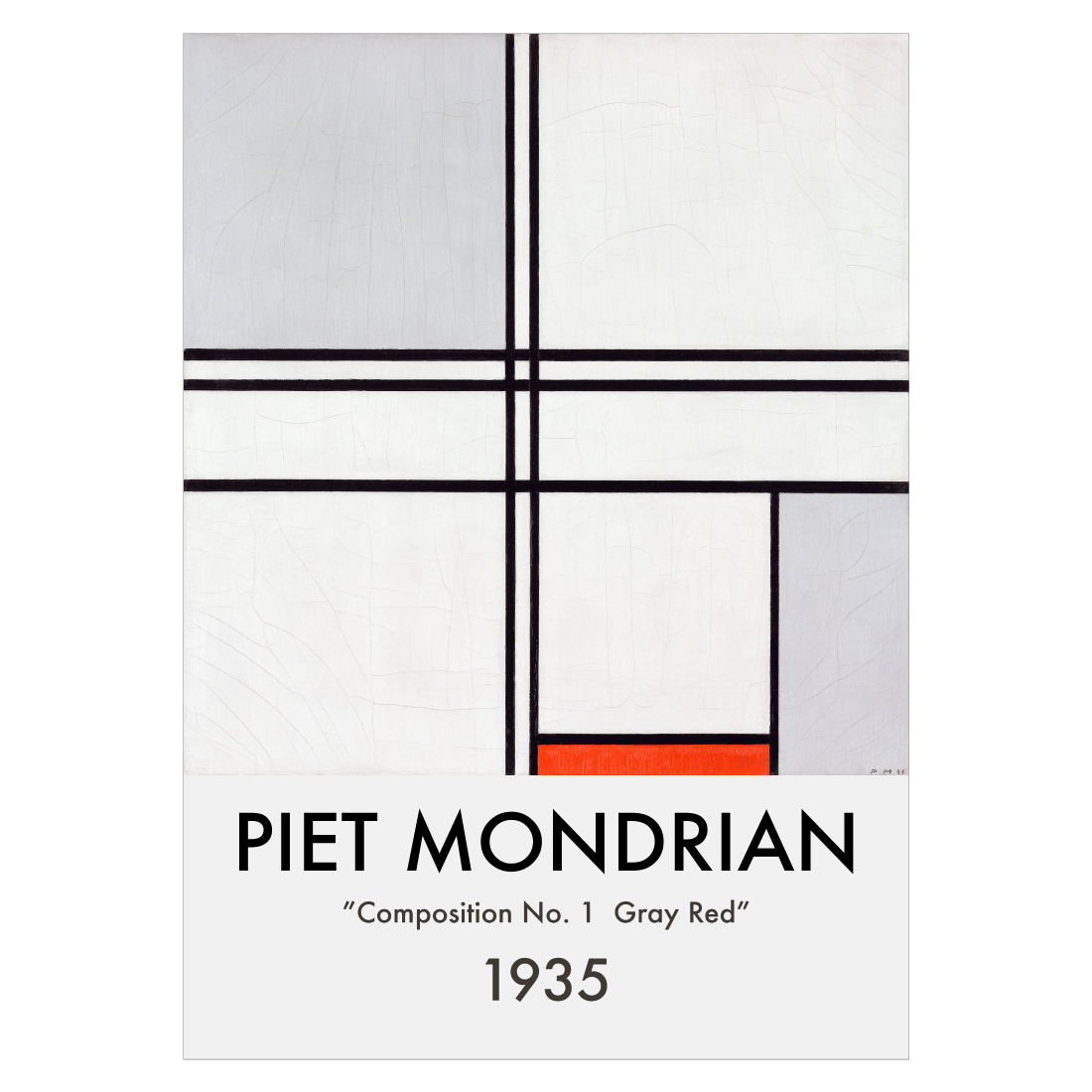 Kunstplakat med Piet Mondrians "Composition no 1 Gray-Red"