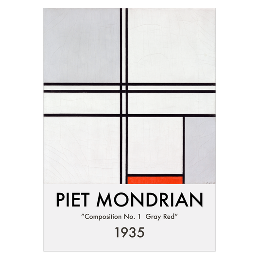 Kunstplakat med Piet Mondrians "Composition no 1 Gray-Red"