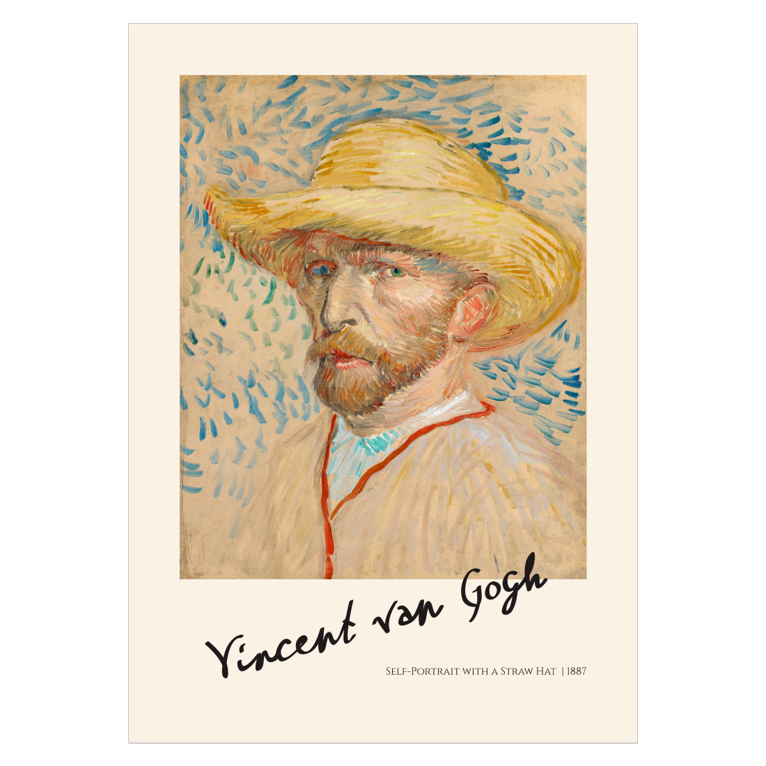 Kunstplakat med van Gogh "Selvportræt med Stråhat"