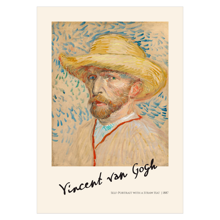 Kunstplakat med van Gogh "Selvportræt med Stråhat"