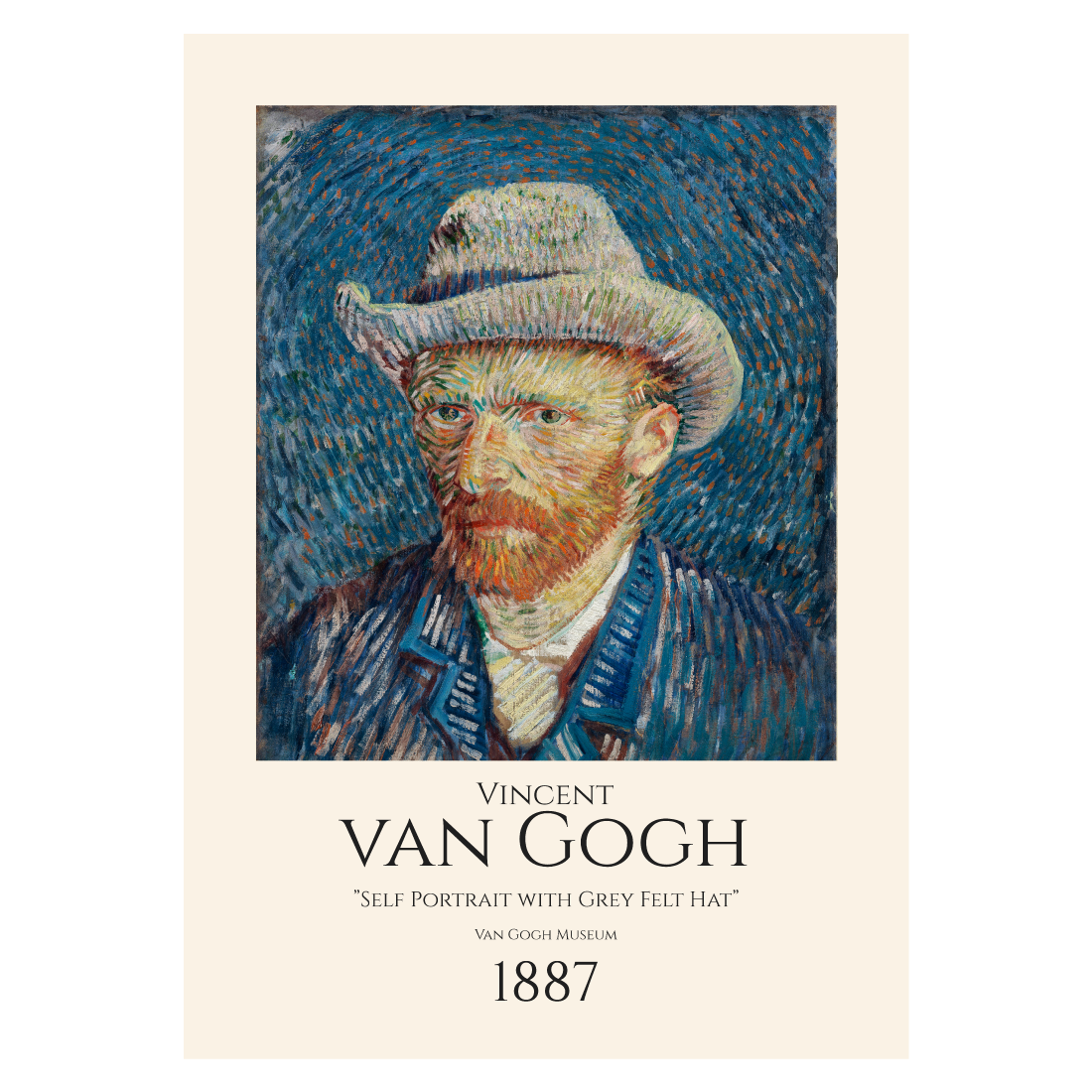 kunstplakat med van Goghs "Self Portrait"