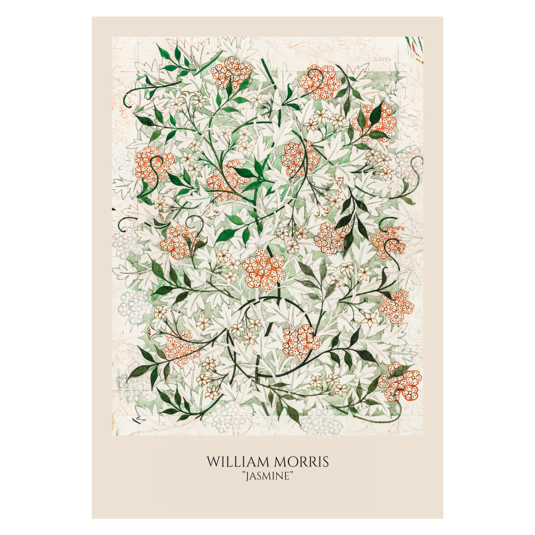 Kunstplakat med William Morris' "Jasmine"