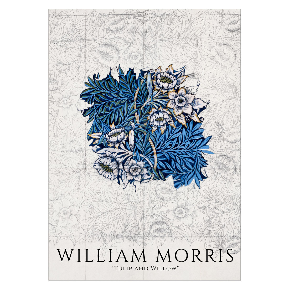 Kunstplakat med William Morris' "Tulip and Willow"