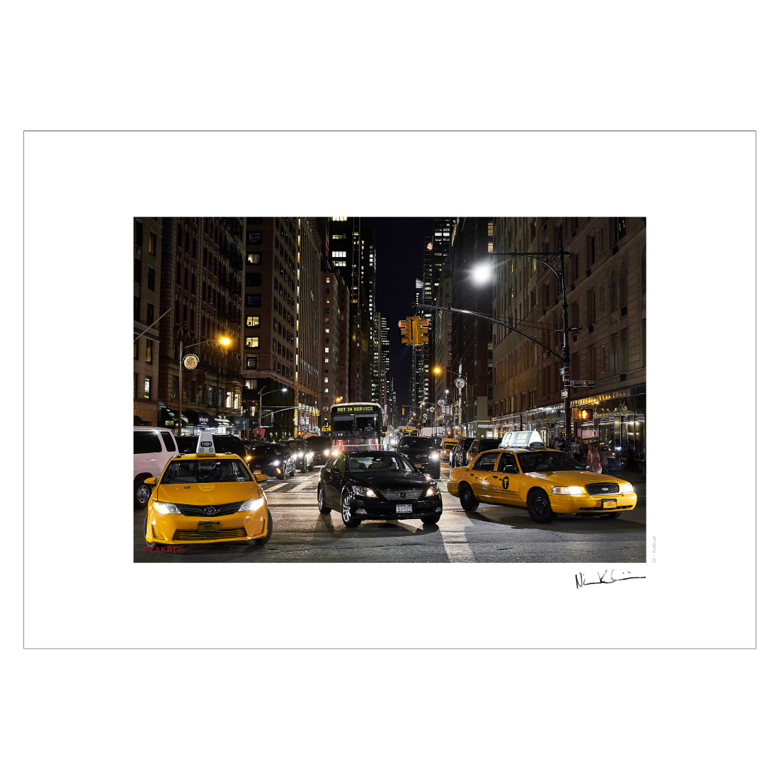 New York Byplakat med aftentrafik på 6th Avenue