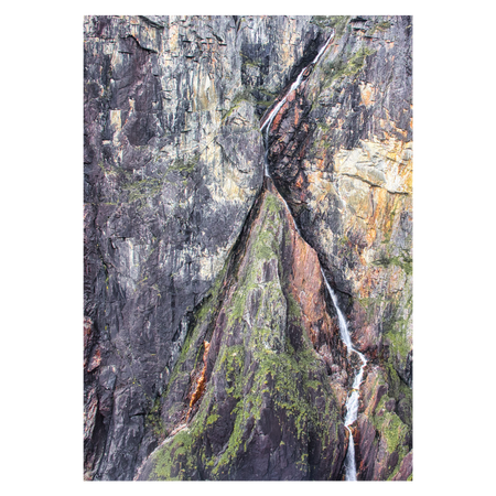 fotokunst plakat med en klippespalte med vandfald i