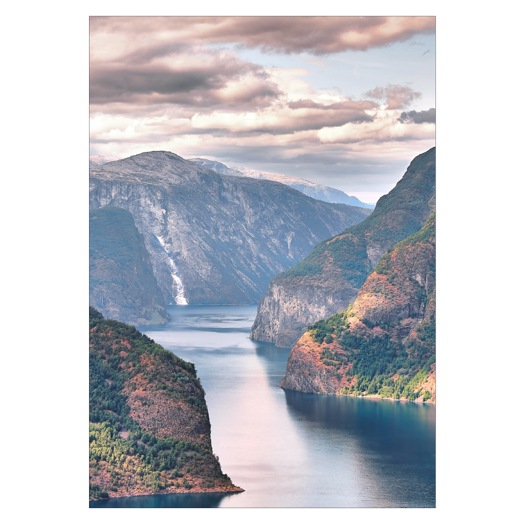 norge plakat med fjeldene bjergene og fjorden ved aurdal 