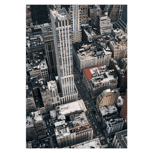 new york plakat med kig ned fra empire state building