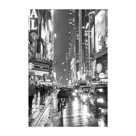 regnvejr i new York på en sort-hvid fotokunst plakat